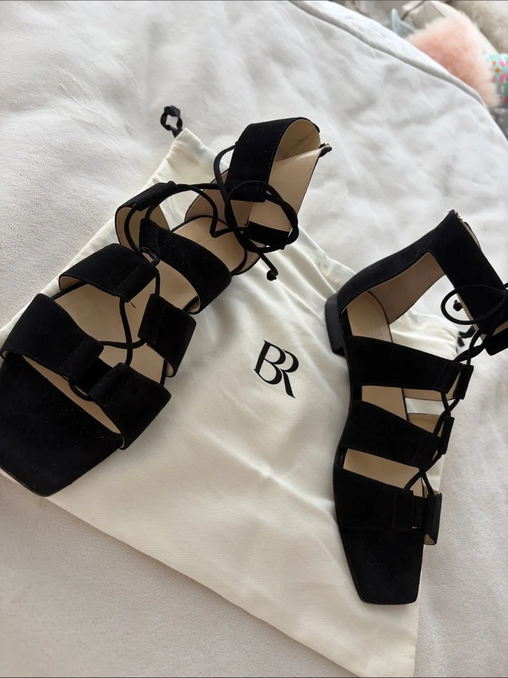 Banana Republic Black Suede Lace-Up Gladiator Heels